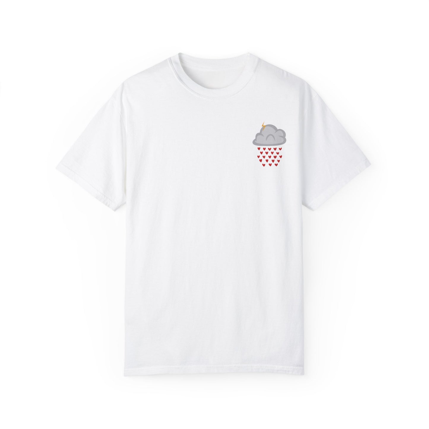 Unisex Hearts Rain Cloud Doodle Graphic Tee