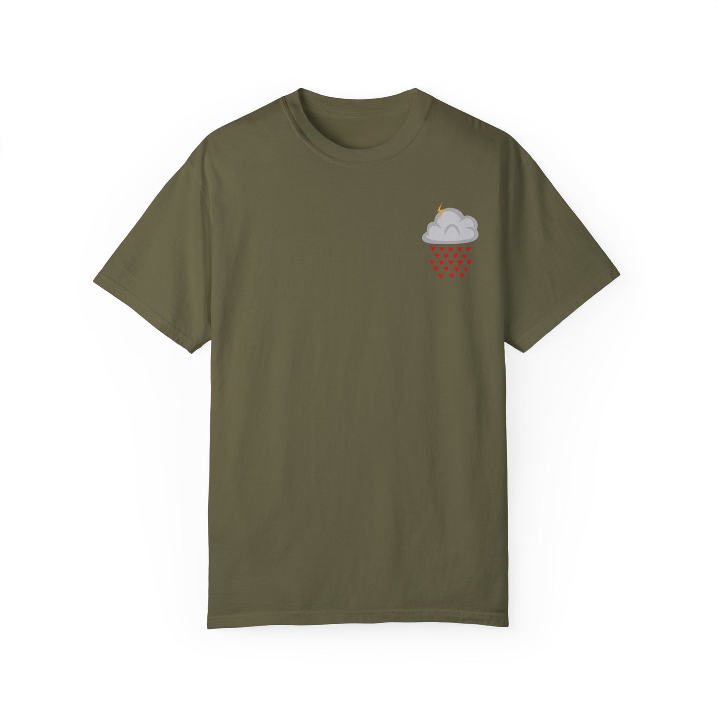 Unisex Hearts Rain Cloud Doodle Graphic Tee
