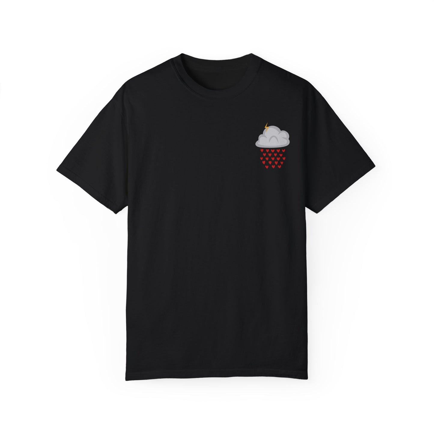 Unisex Hearts Rain Cloud Doodle Graphic Tee