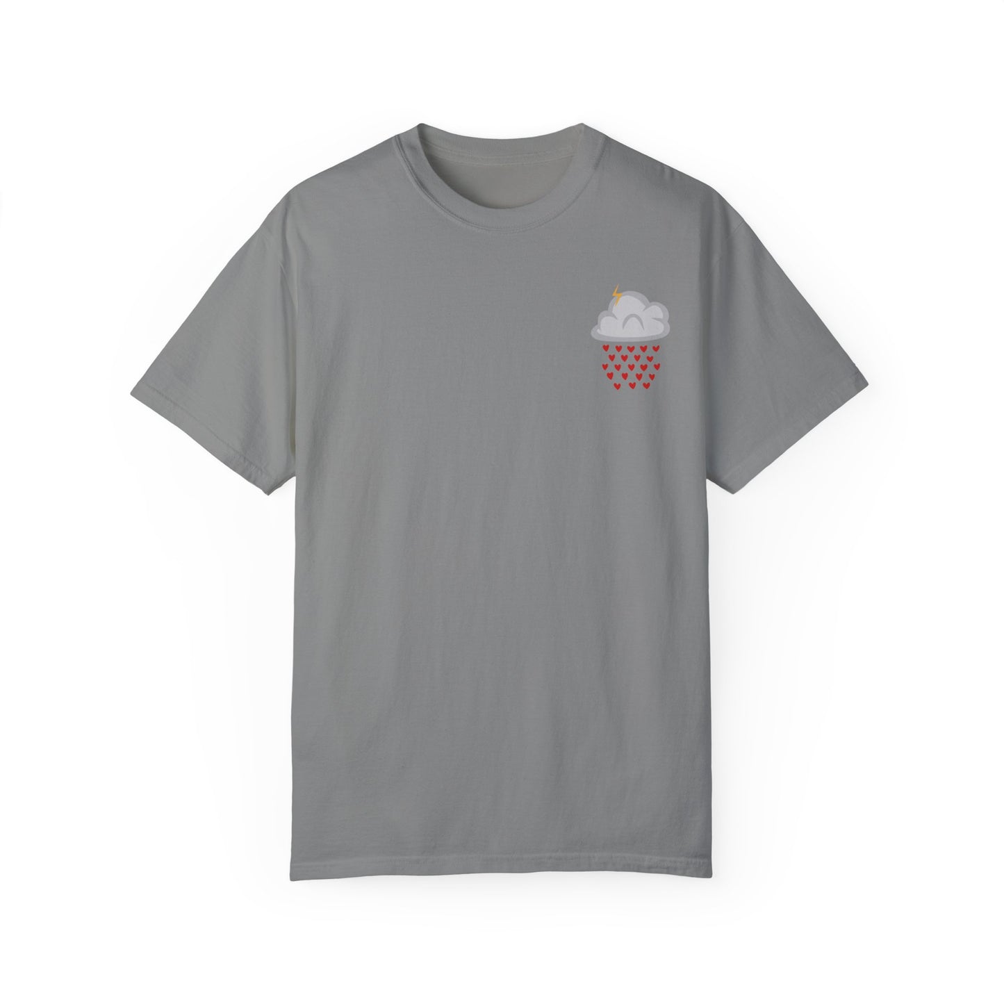 Unisex Hearts Rain Cloud Doodle Graphic Tee