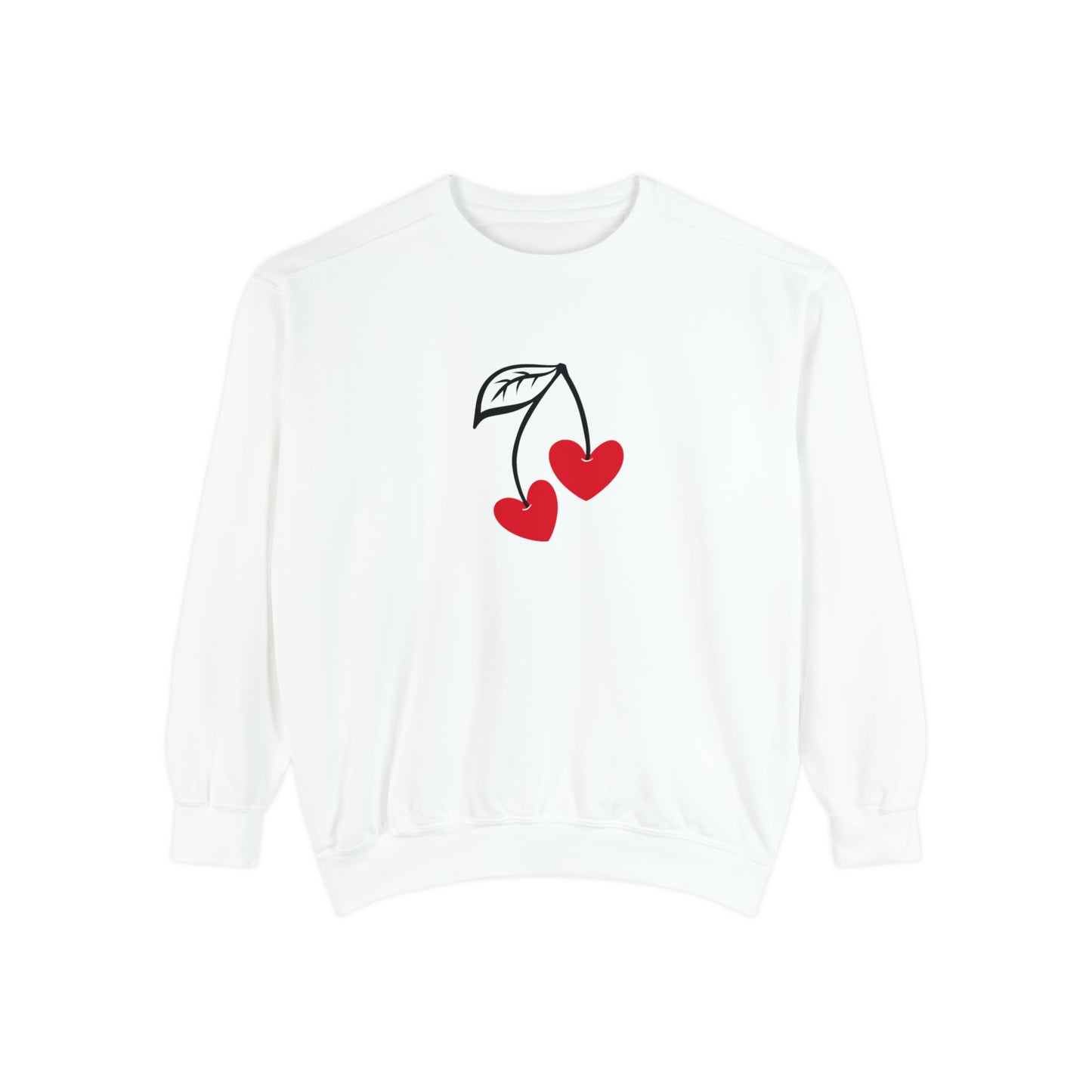 Unisex Cherry Hearts Doodle Graphic Sweatshirt