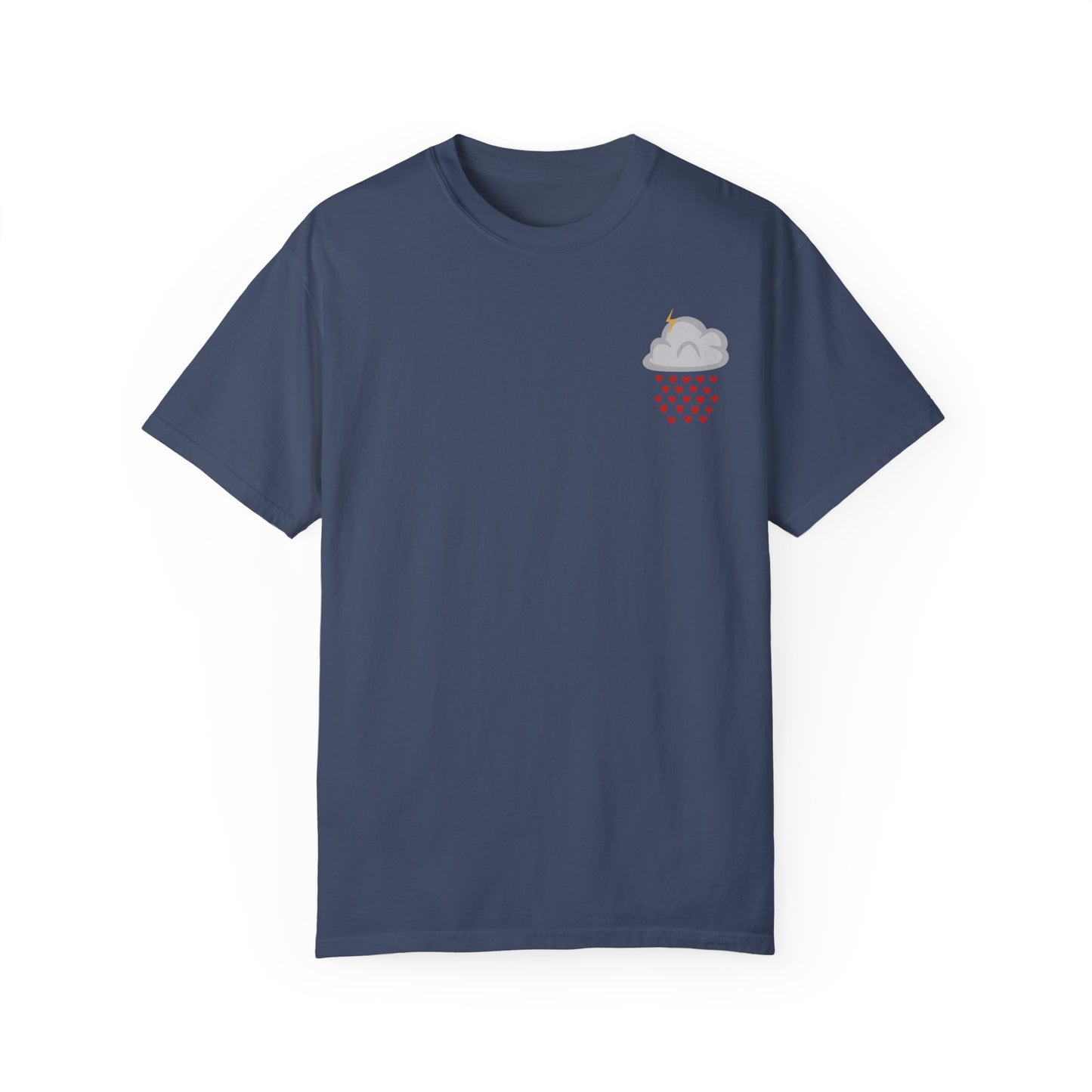 Unisex Hearts Rain Cloud Doodle Graphic Tee
