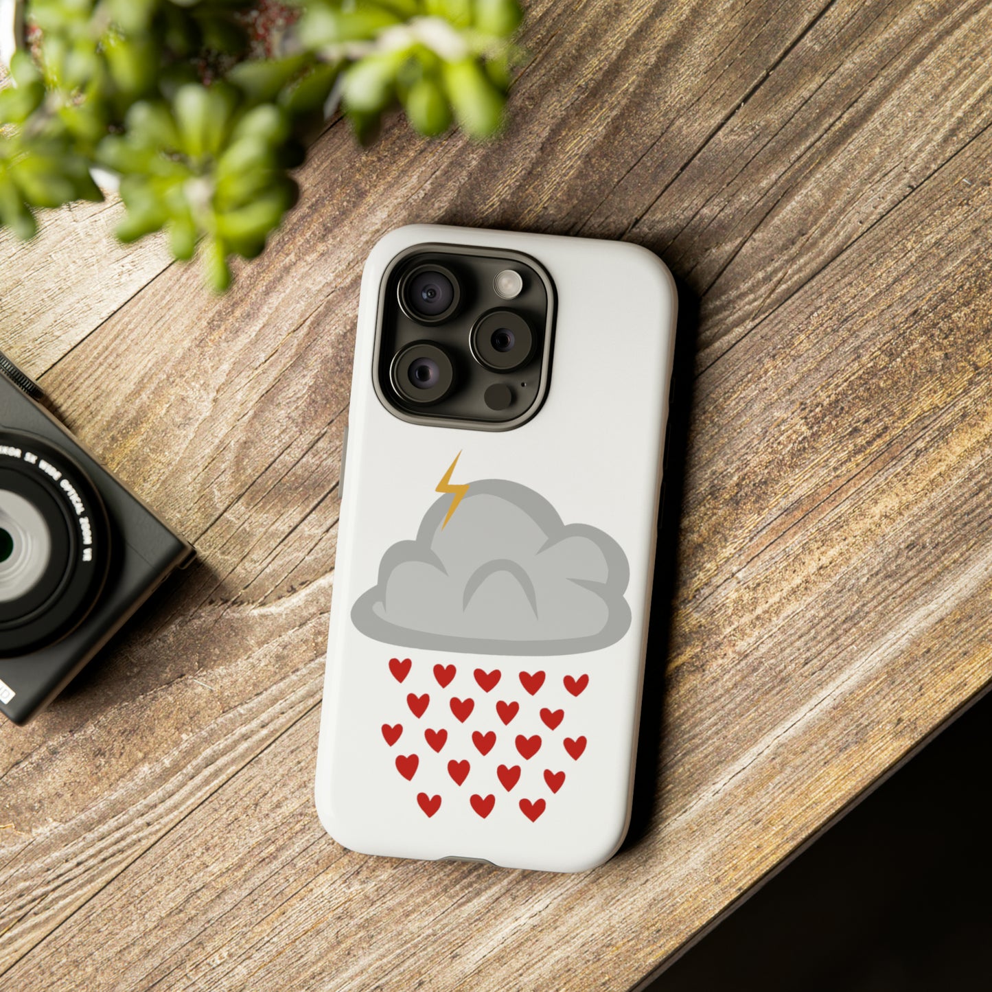 Hearts Rain Cloud Doodle Graphic Phone Case