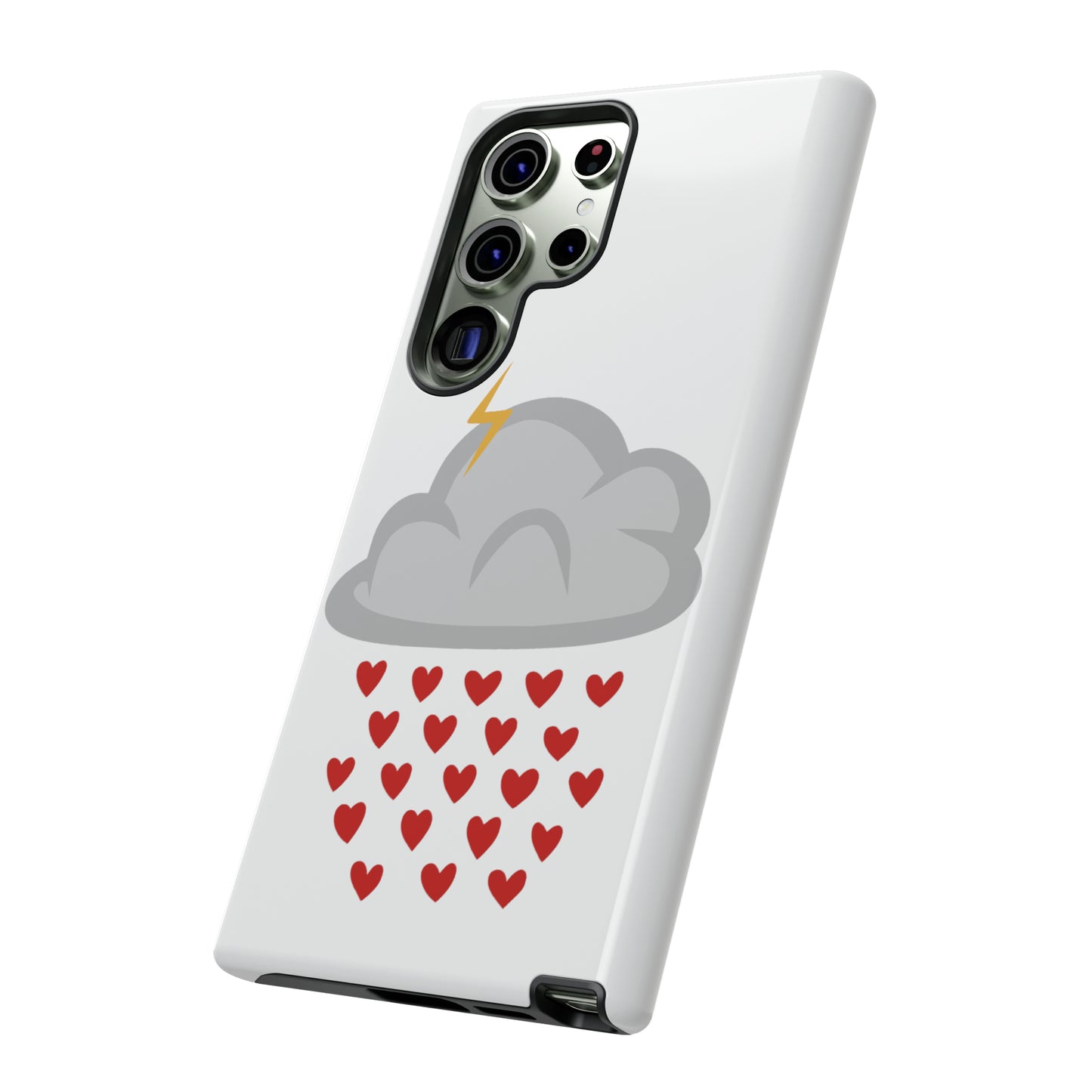 Hearts Rain Cloud Doodle Graphic Phone Case