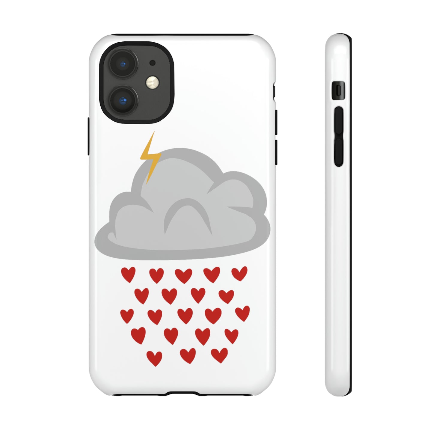 Hearts Rain Cloud Doodle Graphic Phone Case