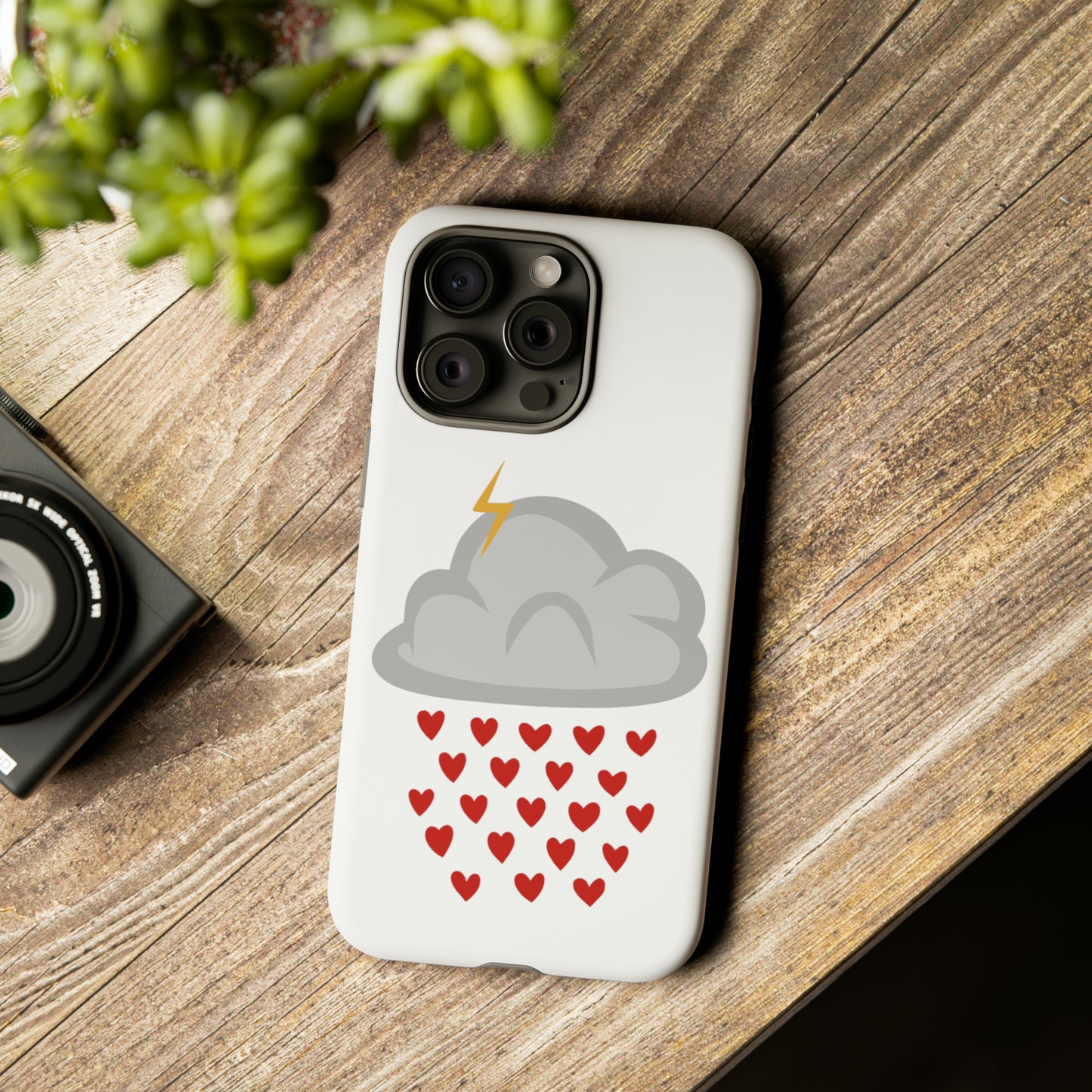 Hearts Rain Cloud Doodle Graphic Phone Case